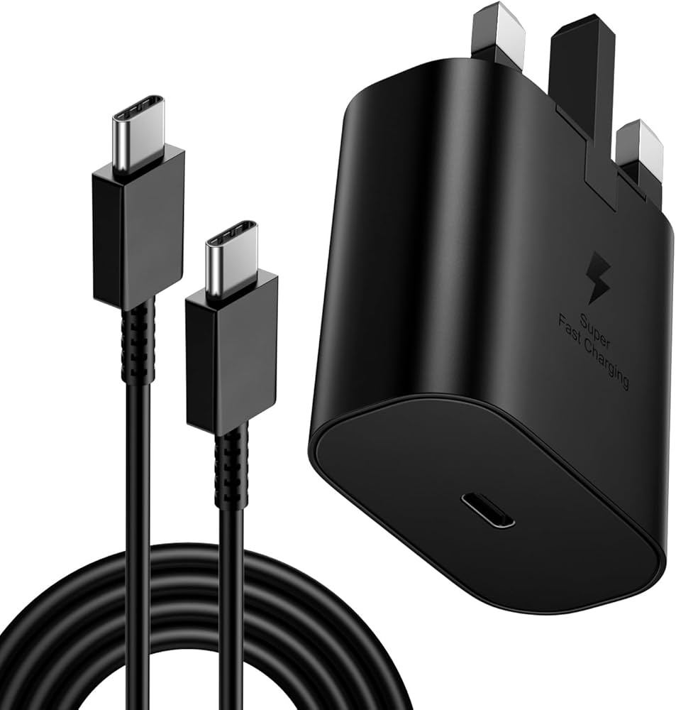 Samsung 45w 2.0 Supported Super Fast Charger with Type-C to C Cable (2025 Stock updated Chip) Black & White colour
